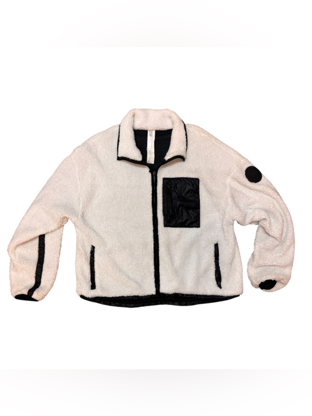 Fabletics Larissa Sherpa Fleece Jacket Zip Up Teddy Cozy White Medium - Picture 2 of 5